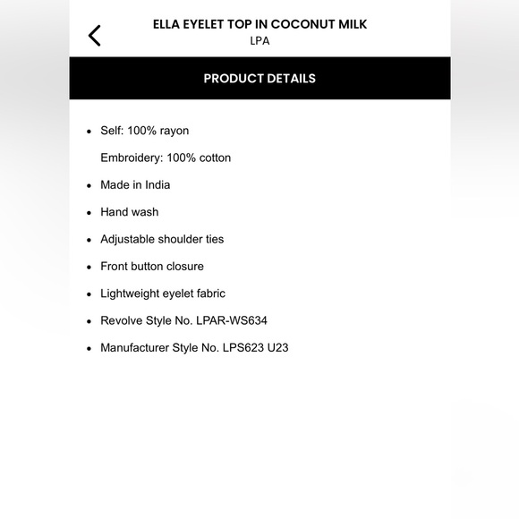 LPA Ella Eyelet Top in coconut milk - Picture 5 of 5